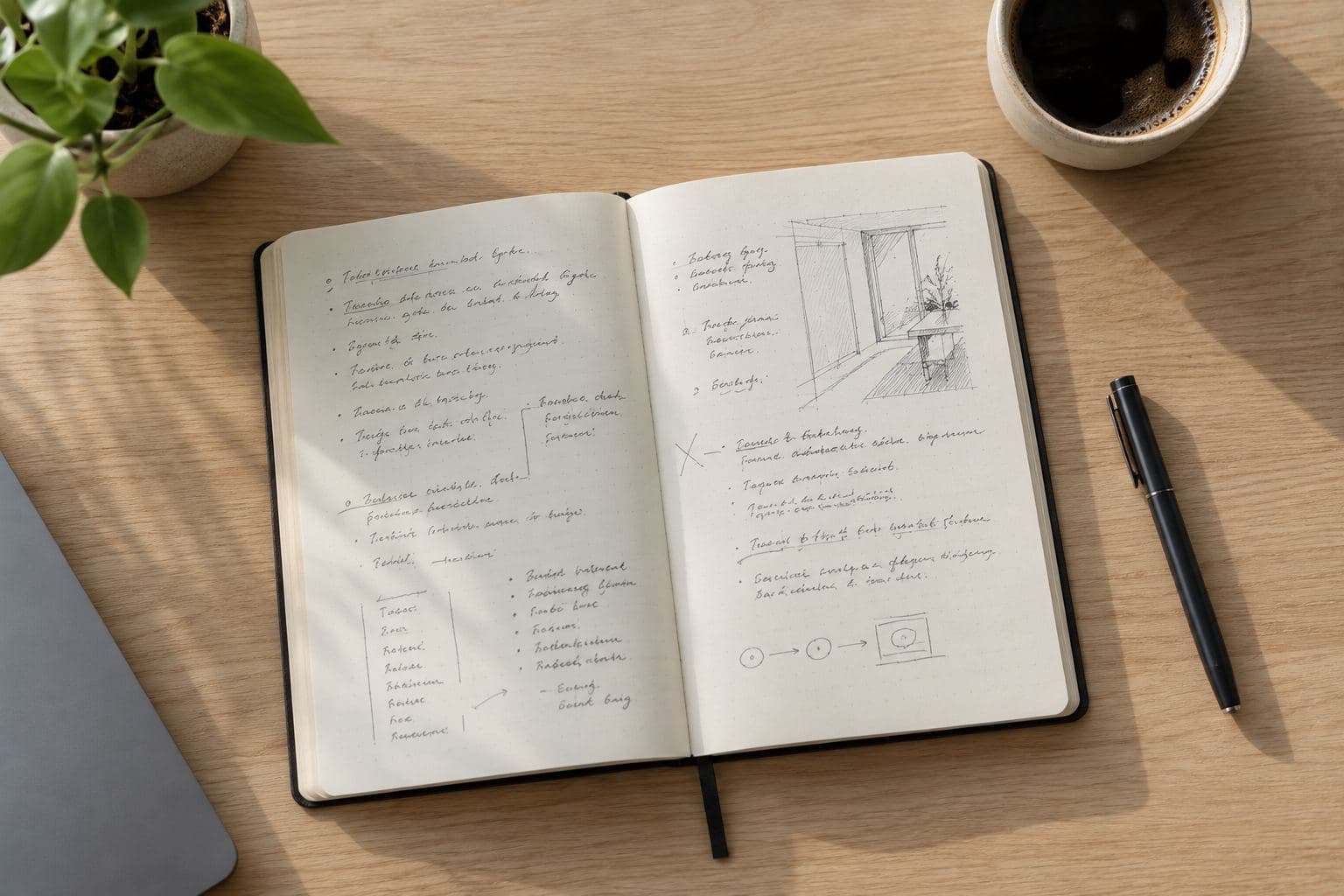 An open notebook of handwritten notes.