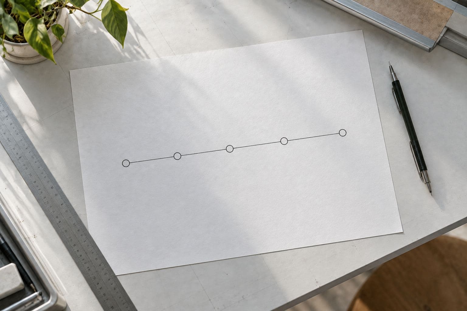 Five points joined by one pencil line.